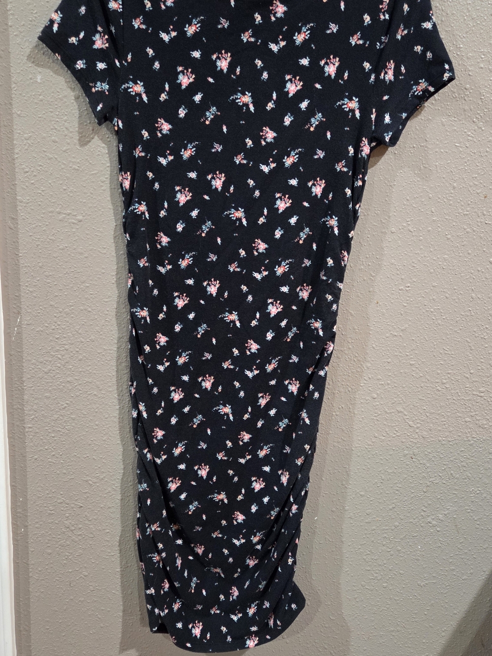 SO Black Floral Short Sleeve Bodycon Dress